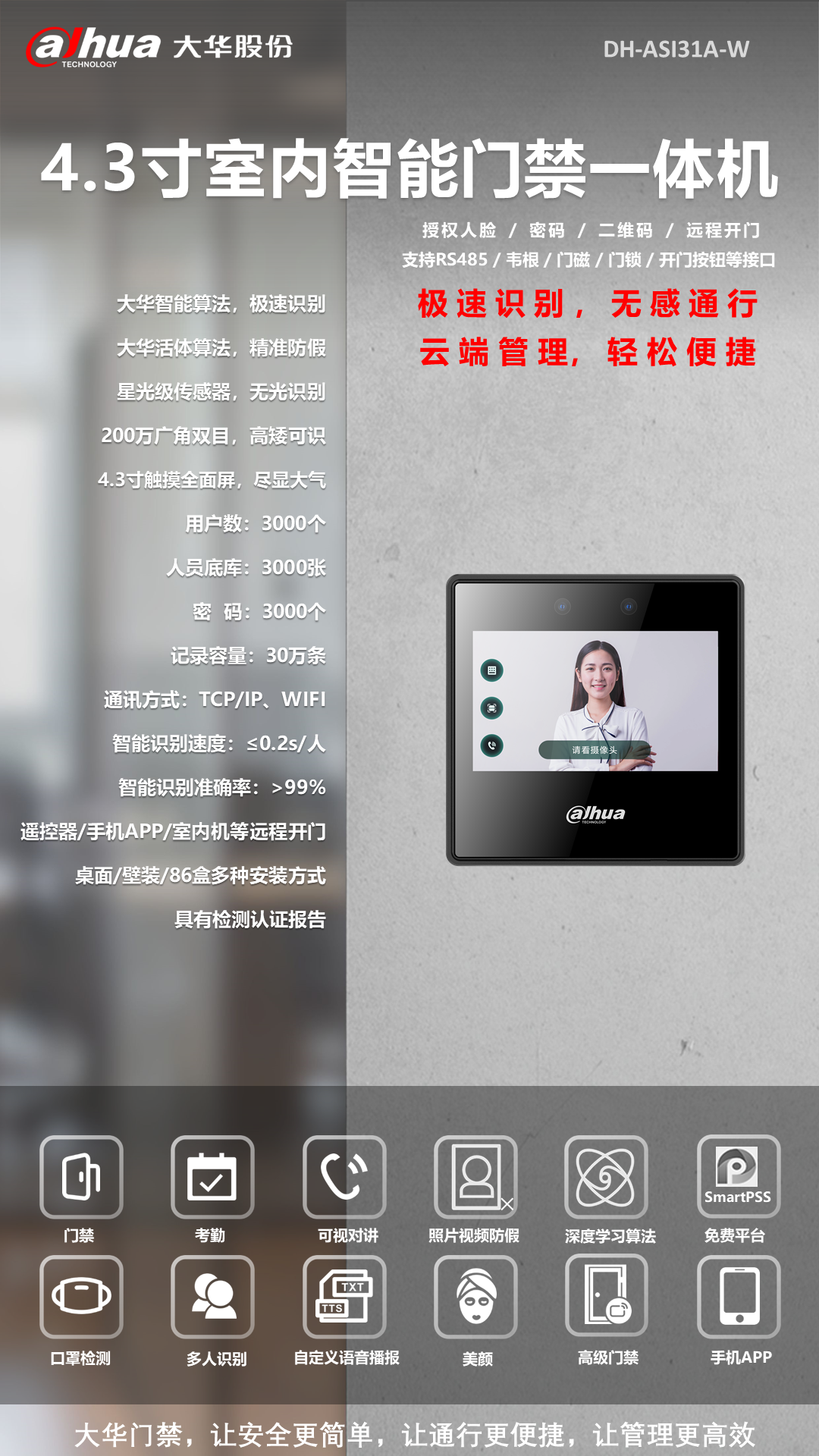 商丘智能门禁DH-ASI31A-W